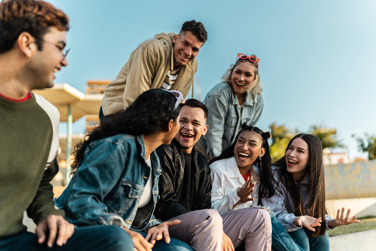 Young Adults Friends Talking Outdoors